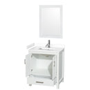 Wyndham Sheffield 30" Single Bathroom Vanity In White with White Cultured Marble Countertop Undermount Square Sink and 24" Mirror WCS141430SWHWCUNSM24