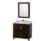 Wyndham Sheffield 36" Single Bathroom Vanity In Espresso White Carrara Marble Countertop Undermount Oval Sink And Medicine Cabinet WCS141436SESCMUNOMED