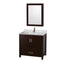 Wyndham Sheffield 36" Single Bathroom Vanity In Espresso White Carrara Marble Countertop Undermount Square Sink And Medicine Cabinet WCS141436SESCMUNSMED