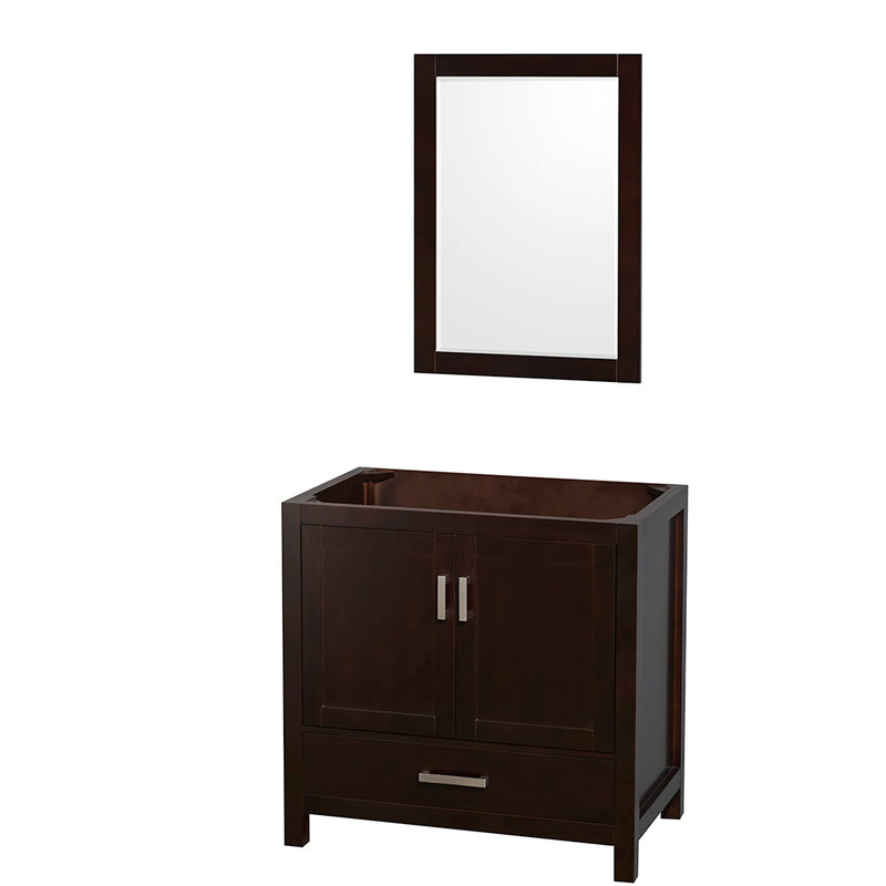 Wyndham Sheffield 36" Single Bathroom Vanity In Espresso No Countertop No Sink And 24" Mirror WCS141436SESCXSXXM24