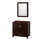 Wyndham Sheffield 36" Single Bathroom Vanity In Espresso No Countertop No Sink And Medicine Cabinet WCS141436SESCXSXXMED