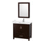 Wyndham Sheffield 36" Single Bathroom Vanity In Espresso With White Cultured Marble Countertop Undermount Square Sink And Medicine Cabinet WCS141436SESWCUNSMED