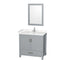 Wyndham Sheffield 36" Single Bathroom Vanity In Gray With Carrara Cultured Marble Countertop Undermount Square Sink And 24" Mirror WCS141436SGYC2UNSM24