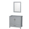 Wyndham Sheffield 36" Single Bathroom Vanity In Gray With No Countertop No Sink And 24" Mirror WCS141436SGYCXSXXM24