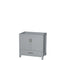 Wyndham Sheffield 36" Single Bathroom Vanity In Gray With No Countertop No Sink And No Mirror WCS141436SGYCXSXXMXX