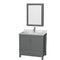 Wyndham Sheffield 36" Single Bathroom Vanity In Dark Gray With White Carrara Marble Countertop Undermount Square Sink And Medicine Cabinet WCS141436SKGCMUNSMED