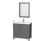 Wyndham Sheffield 36" Single Bathroom Vanity In Dark Gray With White Cultured Marble Countertop Undermount Square Sink And 24" Mirror WCS141436SKGWCUNSM24