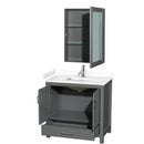 Wyndham Sheffield 36" Single Bathroom Vanity In Dark Gray with White Cultured Marble Countertop Undermount Square Sink and Medicine Cabinet WCS141436SKGWCUNSMED