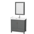 Wyndham Sheffield 36" Single Bathroom Vanity In Dark Gray With White Cultured Marble Countertop Undermount Square Sink And Medicine Cabinet WCS141436SKGWCUNSMED