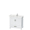 Wyndham Sheffield 36" Single Bathroom Vanity In White With Carrara Cultured Marble Countertop Undermount Square Sink And No Mirror WCS141436SWHC2UNSMXX