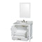 Wyndham Sheffield 36" Single Bathroom Vanity In White White Carrara Marble Countertop Undermount Oval Sink and 24" Mirror WCS141436SWHCMUNOM24