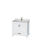 Wyndham Sheffield 36" Single Bathroom Vanity In White White Carrara Marble Countertop Undermount Square Sink And No Mirror WCS141436SWHCMUNSMXX