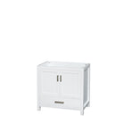 Wyndham Sheffield 36" Single Bathroom Vanity In White White Carrara Marble Countertop Undermount Oval Sink and Medicine Cabinet WCS141436SWHCMUNOMED