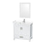 Wyndham Sheffield 36" Single Bathroom Vanity In White With White Cultured Marble Countertop Undermount Square Sink And 24" Mirror WCS141436SWHWCUNSM24