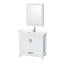 Wyndham Sheffield 36" Single Bathroom Vanity In White With White Cultured Marble Countertop Undermount Square Sink And Medicine Cabinet WCS141436SWHWCUNSMED