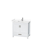 Wyndham Sheffield 36" Single Bathroom Vanity In White With White Cultured Marble Countertop Undermount Square Sink And No Mirror WCS141436SWHWCUNSMXX