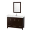 Wyndham Sheffield 48" Single Bathroom Vanity In Espresso With Carrara Cultured Marble Countertop Undermount Square Sink And 24" Mirror WCS141448SESC2UNSM24