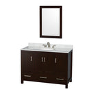 Wyndham Sheffield 48" Single Bathroom Vanity In Espresso White Carrara Marble Countertop Undermount Oval Sink And 24" Mirror WCS141448SESCMUNOM24