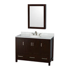 Wyndham Sheffield 48" Single Bathroom Vanity In Espresso White Carrara Marble Countertop Undermount Oval Sink And Medicine Cabinet WCS141448SESCMUNOMED