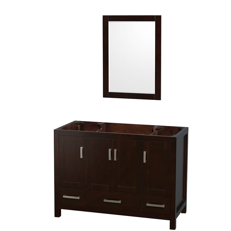 Wyndham Sheffield 48" Single Bathroom Vanity In Espresso No Countertop No Sink And 24" Mirror WCS141448SESCXSXXM24