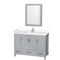 Wyndham Sheffield 48" Single Bathroom Vanity In Gray With Carrara Cultured Marble Countertop Undermount Square Sink And Medicine Cabinet WCS141448SGYC2UNSMED