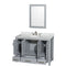 Wyndham Sheffield 48" Single Bathroom Vanity In Gray with White Carrara Marble Countertop Undermount Oval Sink and 24" Mirror WCS141448SGYCMUNOM24