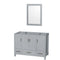 Wyndham Sheffield 48" Single Bathroom Vanity In Gray With No Countertop No Sink And 24" Mirror WCS141448SGYCXSXXM24