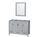 Wyndham Sheffield 48" Single Bathroom Vanity In Gray With No Countertop No Sink And Medicine Cabinet WCS141448SGYCXSXXMED