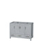 Wyndham Sheffield 48" Single Bathroom Vanity In Gray With No Countertop No Sink And No Mirror WCS141448SGYCXSXXMXX