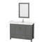 Wyndham Sheffield 48" Single Bathroom Vanity In Dark Gray With Carrara Cultured Marble Countertop Undermount Square Sink And 24" Mirror WCS141448SKGC2UNSM24