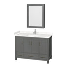 Wyndham Sheffield 48" Single Bathroom Vanity In Dark Gray With Carrara Cultured Marble Countertop Undermount Square Sink And Medicine Cabinet WCS141448SKGC2UNSMED