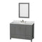 Wyndham Sheffield 48" Single Bathroom Vanity In Dark Gray With White Carrara Marble Countertop Undermount Oval Sink And 24" Mirror WCS141448SKGCMUNOM24