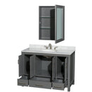 Wyndham Sheffield 48" Single Bathroom Vanity In Dark Gray with White Carrara Marble Countertop Undermount Oval Sink and Medicine Cabinet WCS141448SKGCMUNOMED