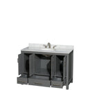 Wyndham Sheffield 48" Single Bathroom Vanity In Dark Gray with White Carrara Marble Countertop Undermount Oval Sink and No Mirror WCS141448SKGCMUNOMXX