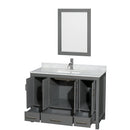 Wyndham Sheffield 48" Single Bathroom Vanity In Dark Gray with White Carrara Marble Countertop Undermount Square Sink and 24" Mirror WCS141448SKGCMUNSM24