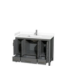 Wyndham Sheffield 48" Single Bathroom Vanity In Dark Gray with White Cultured Marble Countertop Undermount Square Sink and No Mirror WCS141448SKGWCUNSMXX