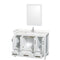 Wyndham Sheffield 48" Single Bathroom Vanity In White with Carrara Cultured Marble Countertop Undermount Square Sink and 24" Mirror WCS141448SWHC2UNSM24