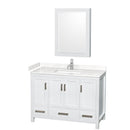 Wyndham Sheffield 48" Single Bathroom Vanity In White With Carrara Cultured Marble Countertop Undermount Square Sink And Medicine Cabinet WCS141448SWHC2UNSMED