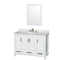 Wyndham Sheffield 48" Single Bathroom Vanity In White White Carrara Marble Countertop Undermount Oval Sink And 24" Mirror WCS141448SWHCMUNOM24