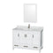 Wyndham Sheffield 48" Single Bathroom Vanity In White White Carrara Marble Countertop Undermount Square Sink And 24" Mirror WCS141448SWHCMUNSM24