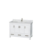 Wyndham Sheffield 48" Single Bathroom Vanity In White White Carrara Marble Countertop Undermount Square Sink and Medicine Cabinet WCS141448SWHCMUNSMED