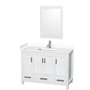 Wyndham Sheffield 48" Single Bathroom Vanity In White With White Cultured Marble Countertop Undermount Square Sink And 24" Mirror WCS141448SWHWCUNSM24