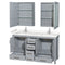 Wyndham Sheffield 60" Double Bathroom Vanity In Gray with Carrara Cultured Marble Countertop Undermount Square Sinks and Medicine Cabinets WCS141460DGYC2UNSMED