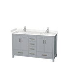 Wyndham Sheffield 60" Double Bathroom Vanity In Gray With Carrara Cultured Marble Countertop Undermount Square Sinks And No Mirror WCS141460DGYC2UNSMXX