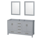 Wyndham Sheffield 60" Double Bathroom Vanity In Gray With No Countertop No Sinks And 24" Mirrors WCS141460DGYCXSXXM24