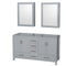 Wyndham Sheffield 60" Double Bathroom Vanity In Gray With No Countertop No Sinks And Medicine Cabinets WCS141460DGYCXSXXMED