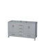 Wyndham Sheffield 60" Double Bathroom Vanity In Gray With No Countertop No Sinks And No Mirror WCS141460DGYCXSXXMXX