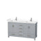 Wyndham Sheffield 60" Double Bathroom Vanity In Gray With White Cultured Marble Countertop Undermount Square Sinks And No Mirror WCS141460DGYWCUNSMXX