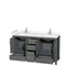 Wyndham Sheffield 60" Double Bathroom Vanity In Dark Gray with Carrara Cultured Marble Countertop Undermount Square Sinks and No Mirror WCS141460DKGC2UNSMXX