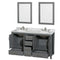 Wyndham Sheffield 60" Double Bathroom Vanity In Dark Gray with White Carrara Marble Countertop Undermount Oval Sinks and 24" Mirrors WCS141460DKGCMUNOM24